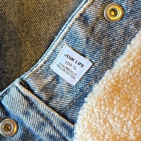 Zara Sherpa Lined Denim Jacket - Size Medium - Picture 4 of 9